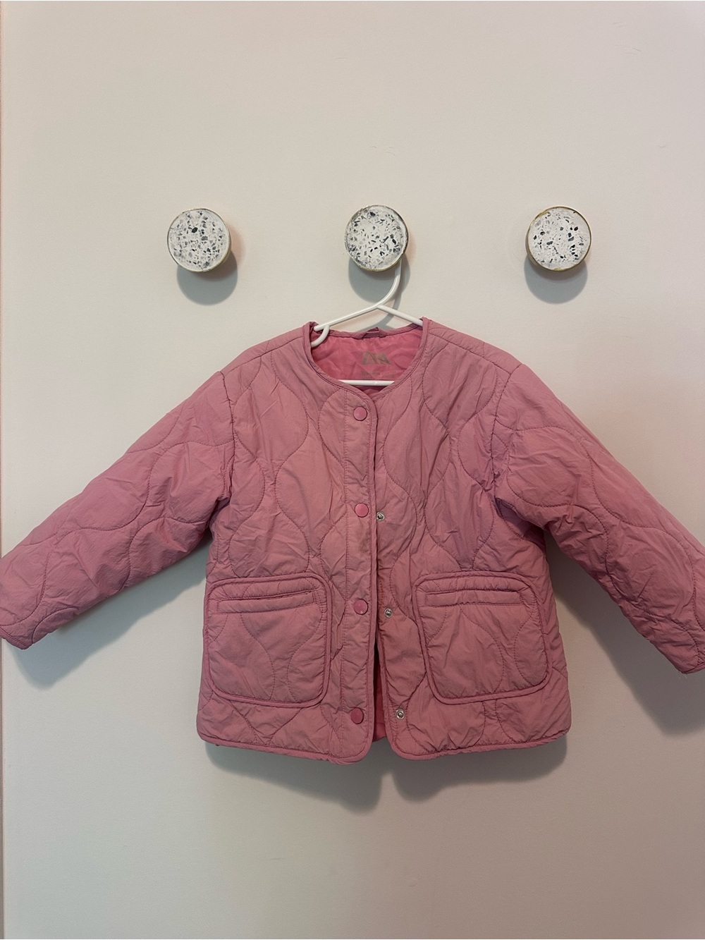 Zara Quilted Light Pink Snap Jacket for Girls